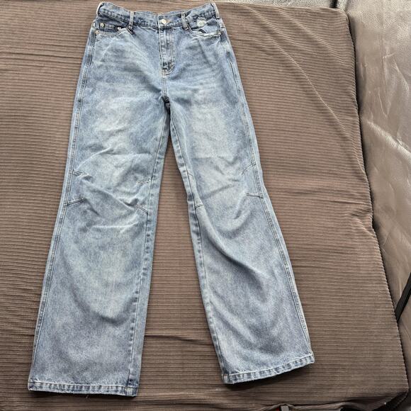 Ditch Jeans Mens 32x34 Baggy Wide Leg Distressed Patchwork Denim Y2K Streetwear - Picture 1 of 11